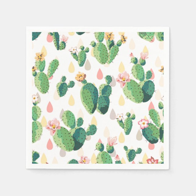 Serviettes En Papier Cute Succulent Cactus Cocktail Papier de Cocktail  (Devant)