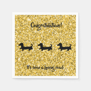 Serviettes en papier Dachshund à paillettes dorées