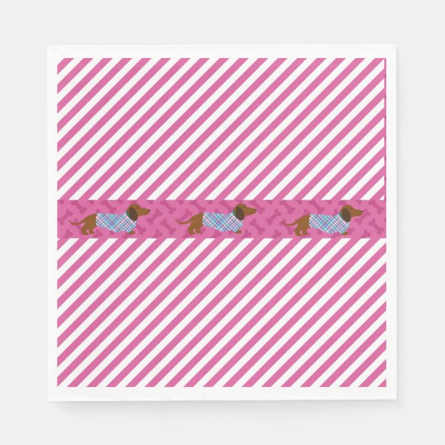 Serviettes en papier Dachshund rose (Devant)