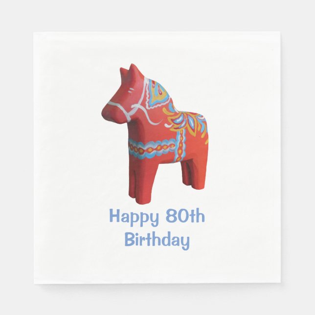 Serviettes En Papier Dala Horse 80e Anniversaire Papier serviettes (Devant)