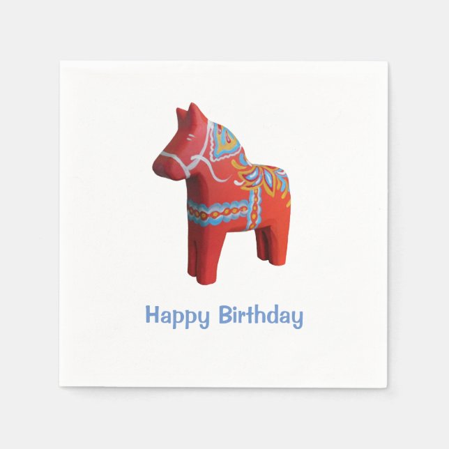 Serviettes En Papier Dala Horse Anniversaire Papier Napkins (Devant)