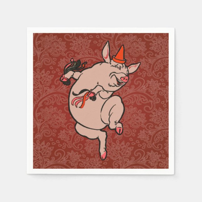 Serviettes En Papier Dancing Pig Antique Cute Danseuse (Devant)