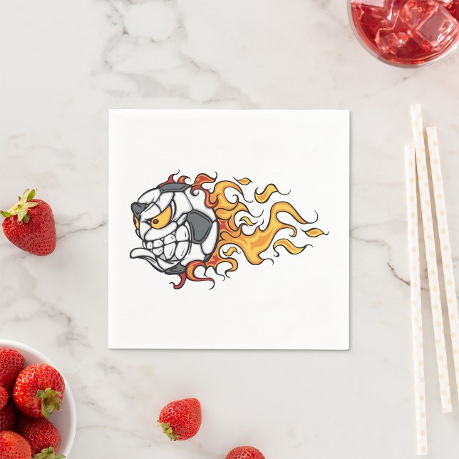 Serviettes en papier de balle de soccer flamboyant (Créateur téléchargé)