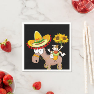 Serviettes en papier de Cheval Floral de tournesol