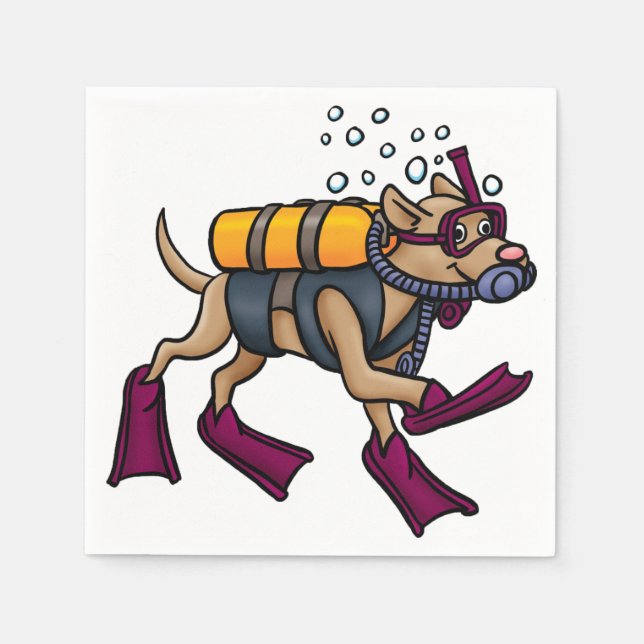 Serviettes en papier de chien de plongée sous-mari (Devant)