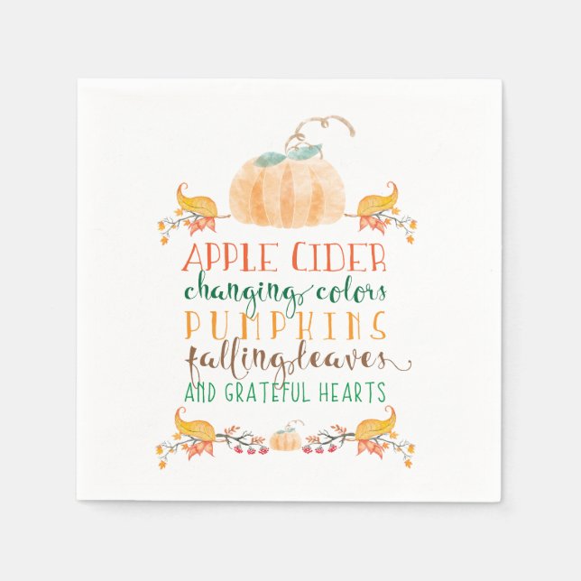 Serviettes en papier de cocktail Thanksgiving (Devant)