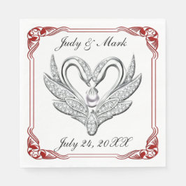 Serviettes en papier de coton argenté rouge