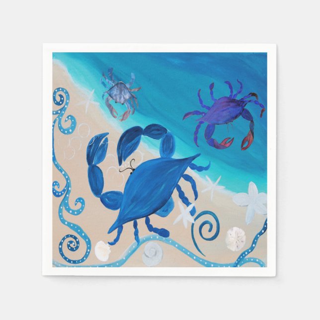 Serviettes en papier de crabe bleu côtier de mon a (Devant)