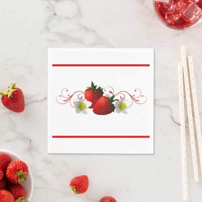 Serviettes en papier de fraises (En situation)