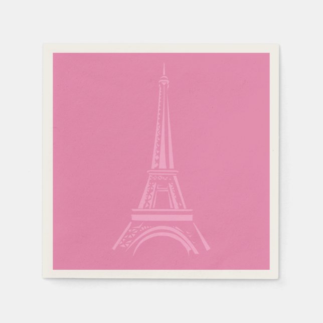 Serviettes en papier de la Tour Eiffel rose de Par (Devant)