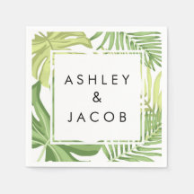 Serviettes en papier de mariage de plage tropicale