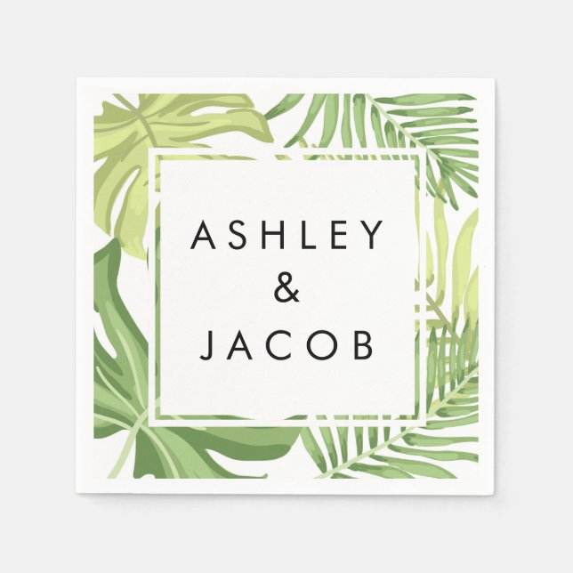 Serviettes en papier de mariage de plage tropicale (Devant)