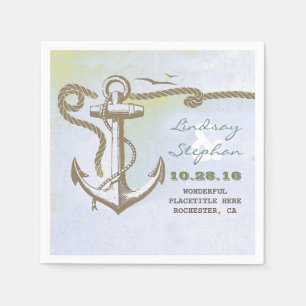 serviettes en papier de mariage nautique avec ancr