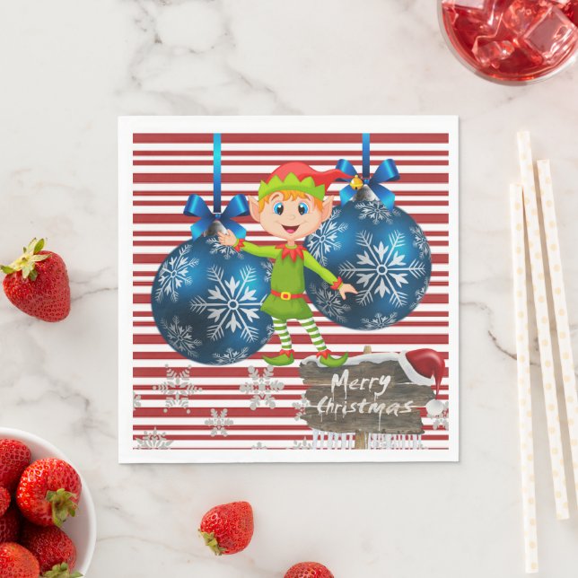 Serviettes en papier de Noël, Joyeux elfe de Noël (En situation)