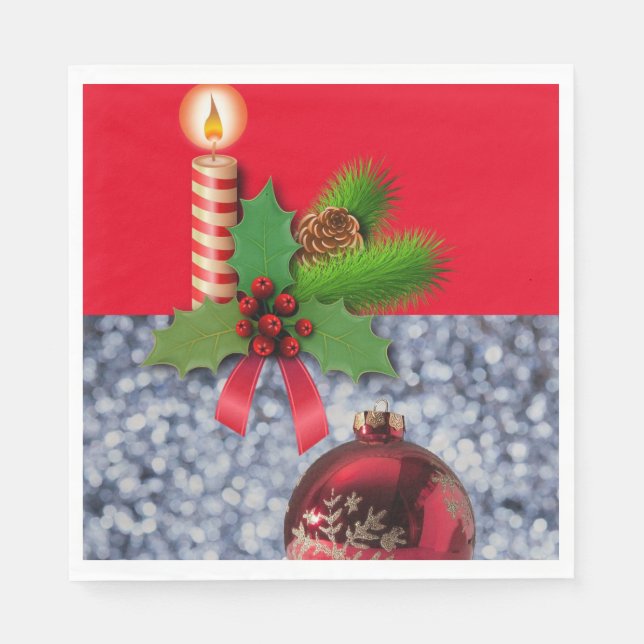 serviettes en papier de Noël, Joyeux Noël, Bougie (Devant)