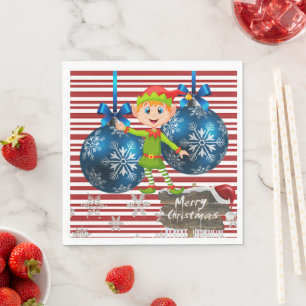 Serviettes en papier de Noël, Joyeux Noël Elfe