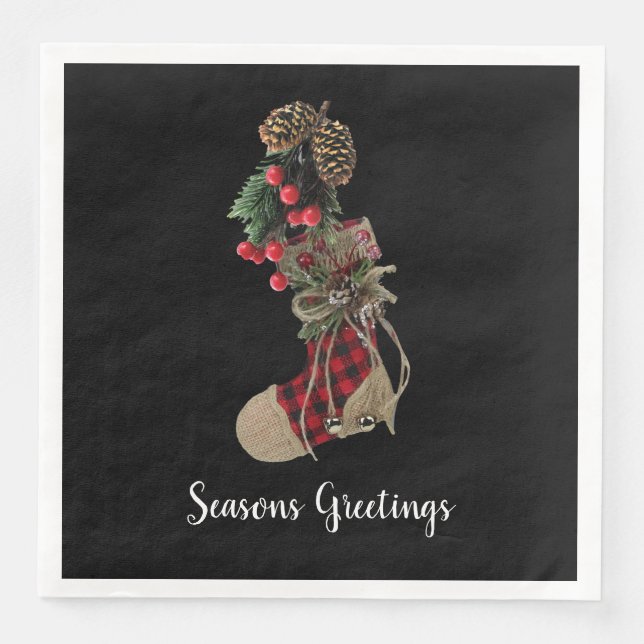 Serviettes en papier de Noël rustique (Devant)