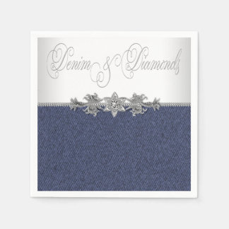 Serviettes En Papier Denim et Diamants Élégants