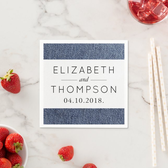 Serviettes En Papier Denim Fabric, Denim Texture, Blue Denim, Mariage (En situation)