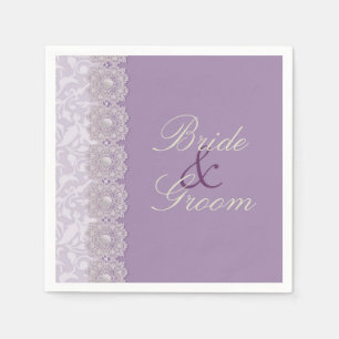 Serviettes En Papier Dentelles et perles Lavande de mariage personnalis