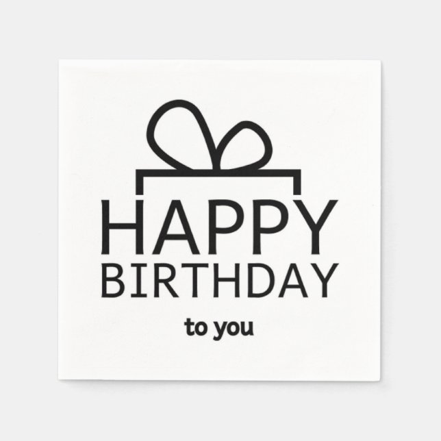 Serviettes En Papier Design d'anniversaire noir sur blanc (Devant)