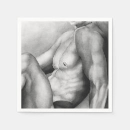 Serviettes En Papier Dessin au fusain élégant d'homme nu Art masculin