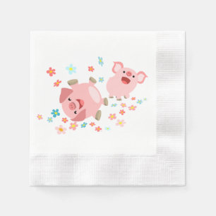 Serviettes En Papier Deux serviettes de papier mignonnes de porcs de