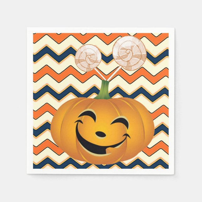 Serviettes en papier d'Halloween, Citrouille (Devant)