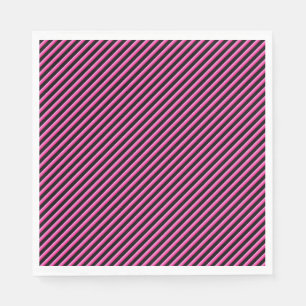 Serviettes En Papier Diagonale rose chaud et noire