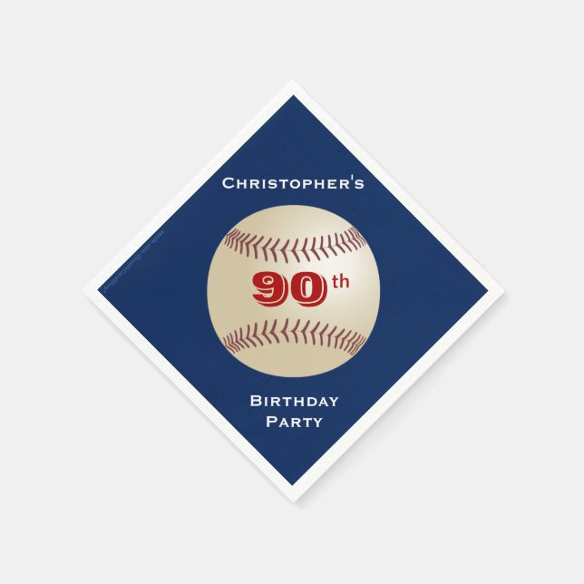 Serviettes En Papier Diamant de baseball, Nom, 90e Anniversaire (Coin)
