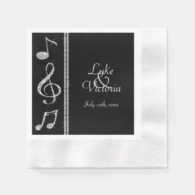 Serviettes En Papier Diamond Shimmer Les Amateurs De Musique Sur Mariag (Devant)