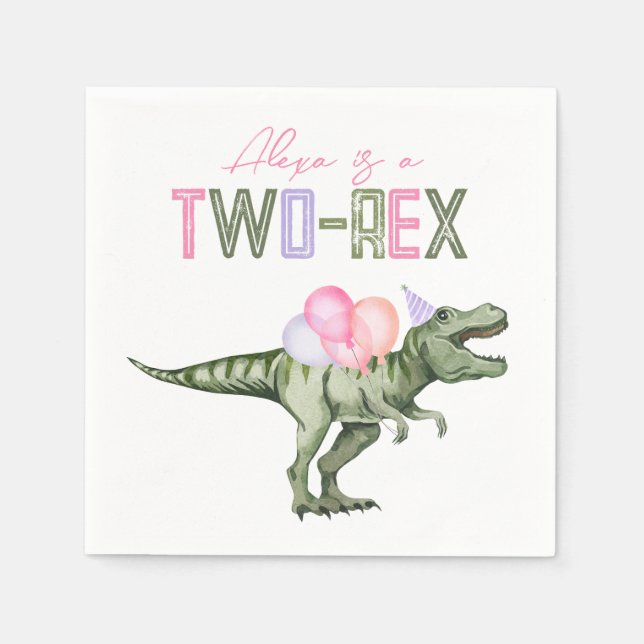 Serviettes en papier dinosaure à deux rapports pou (Devant)