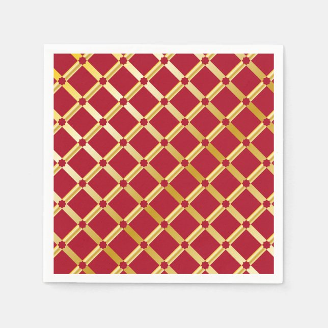 Serviettes en papier d'inspiration arabe rouge et  (Devant)