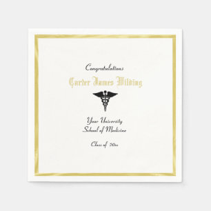 Serviettes En Papier Diplôme, Faculté de Médecine, Caducée, Or