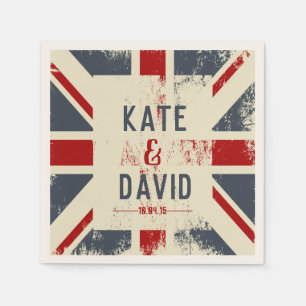 Serviettes En Papier Distressed Union Jack Couple's Names Mariage Cadea
