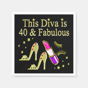 SERVIETTES EN PAPIER DIVA A 40 ANS ET FABULEUX GOLD HIGH HEEL DESIGN