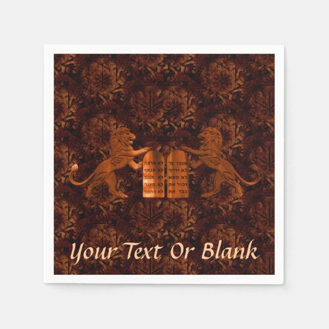 Serviettes En Papier Dix commandements et Lion (Devant)