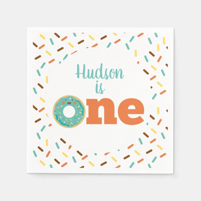 Serviettes En Papier Donut 1er Anniversaire (Devant)