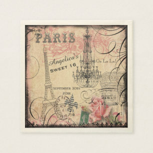 Serviettes En Papier Douce 16 Tour Eiffel et lustre