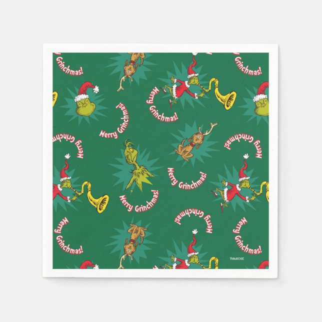 Serviettes En Papier Dr Seuss | The Grinch | Merry Grinchmas Motif (Devant)