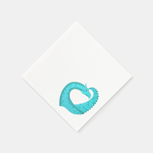 Serviettes En Papier Dragon de coeur du Verdigris en blanc (Coin)