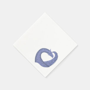 Serviettes En Papier Dragon de coeur gris bleu sur blanc
