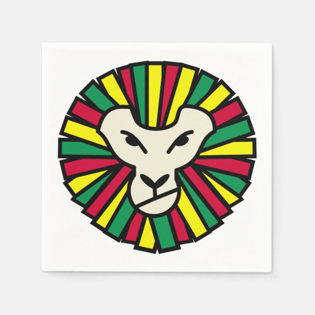 Serviettes En Papier Drapeau de Lion Rastafarian (Devant)
