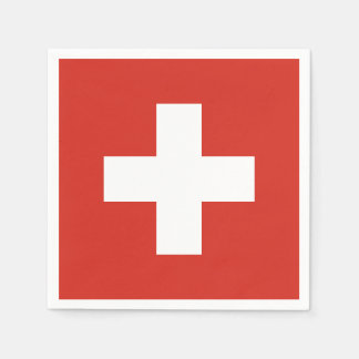 Serviettes En Papier Drapeau Suisse - croix blanche