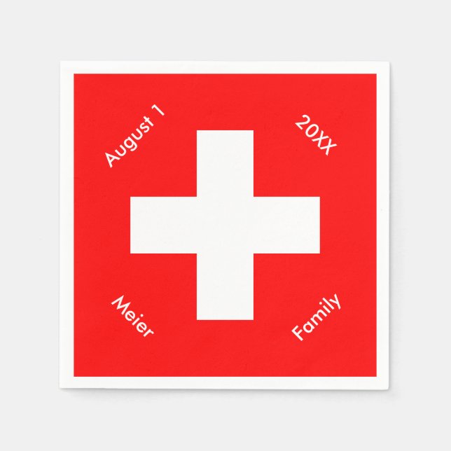 Serviettes En Papier Drapeau suisse personnalisé Suisse (Devant)