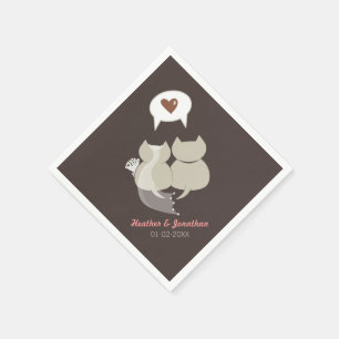 Serviettes En Papier Drôle Cartoon Chats Mariage répétition serviettes