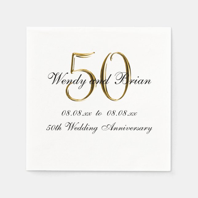 Serviettes en papier du 50e anniversaire du Mariag (Devant)