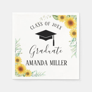 Serviettes en papier du Sunflower Graduation Party