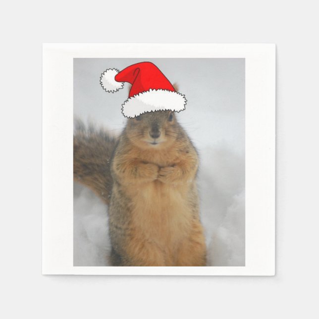 Serviettes En Papier Écureuil de Noël (Devant)
