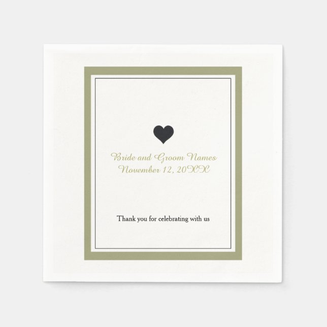 Serviettes En Papier Élégance Gold Border (Devant)
